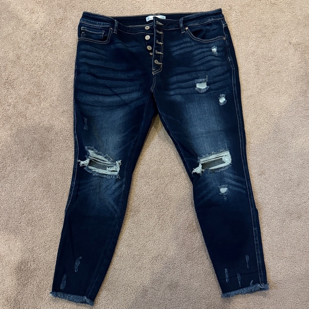 KanCan Midnight Blue Ripped Skinny Jeans